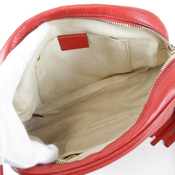 GUCCI Red Leather Shoulder Bag - Picture 7 of 8